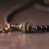 Vintage Floral Layered Obsidian Bracelet