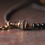 Vintage Floral Layered Obsidian Bracelet