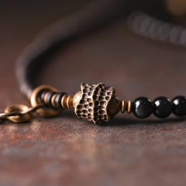 Vintage Floral Layered Obsidian Bracelet