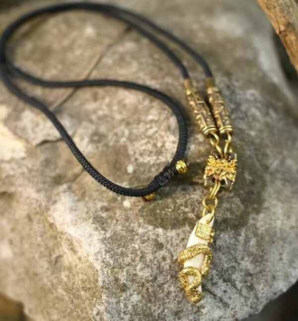 Golden Snake & Fang Pendant