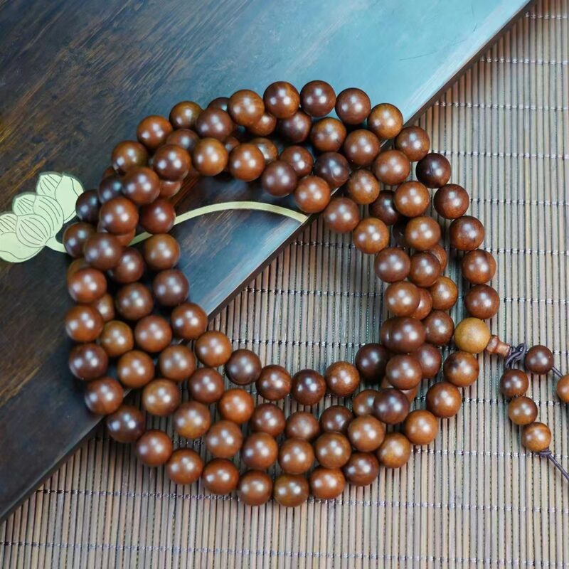 Golden Lightning Wood Taoist Prayer Beads(2)