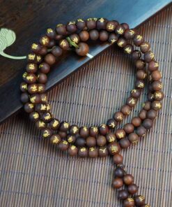 Golden Lightning Wood Taoist Prayer Beads