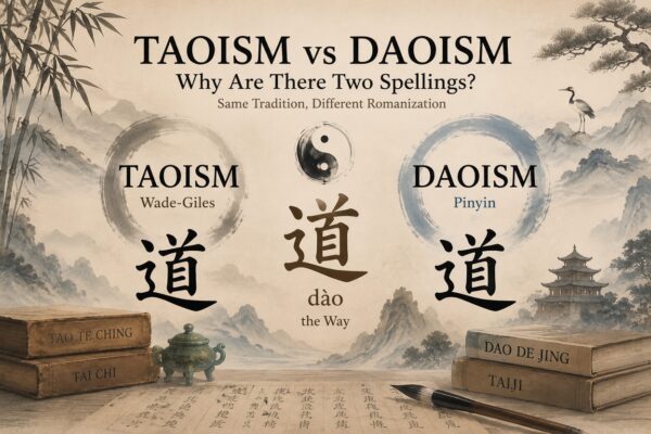 Taoism and Daoism represented through traditional Chinese Taoist imagery