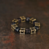 Style B ebony wood bracelet with alternating square brass cage knots