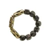 Hunyuan Panjie Style A ebony wood and brass knot bracelet on a dark surface