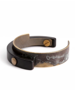Tai Su Xuan Mu open cuff bracelet made with mottled brass and ebony wood