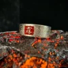 Golden Light Mantra 999 Silver Ring — ring showing a red rectangular outer inscription