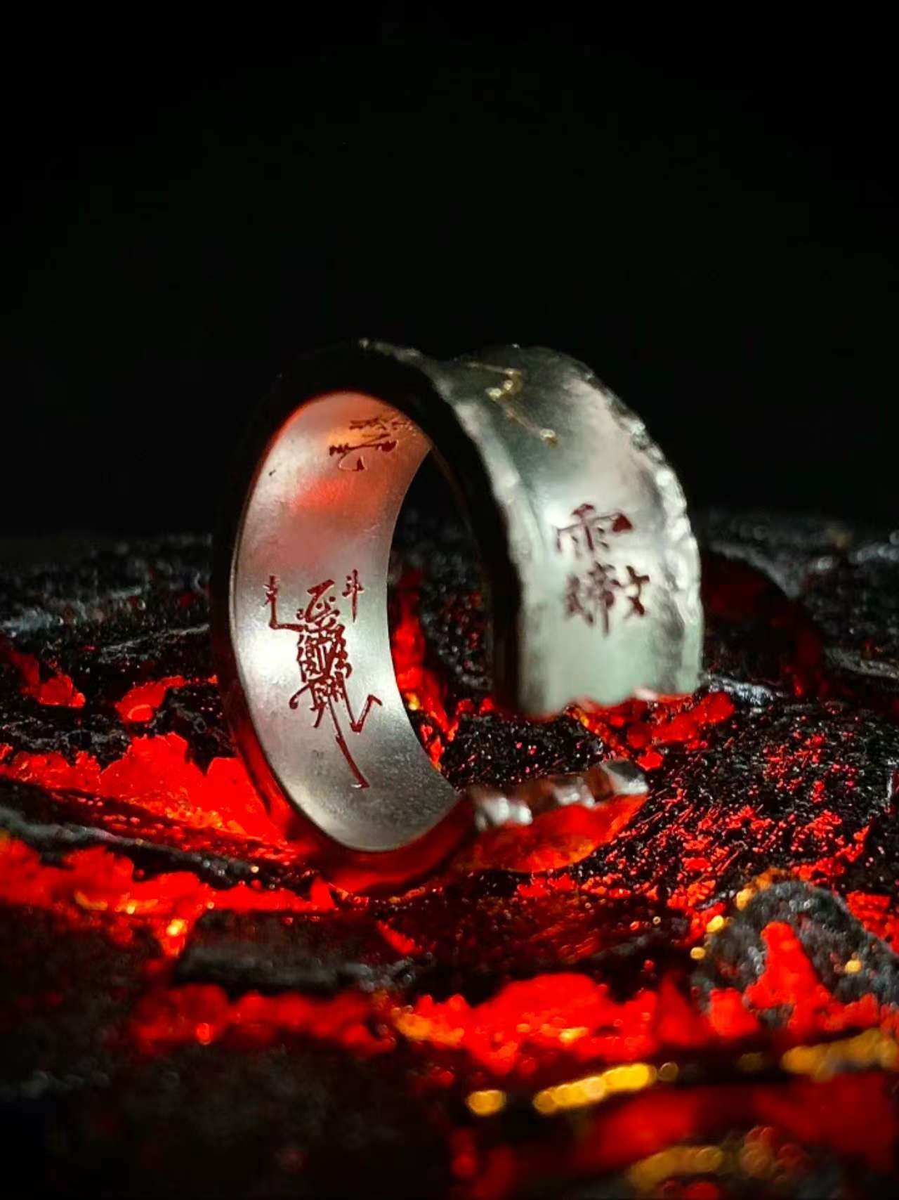 Wenchang Emperor 999 Silver Gilded Ring — ring shown from the opposite side with inner markings