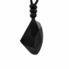 Wishful Shimmer Rainbow Eye Obsidian Pendant — black faceted pendant and knotted cord on a white background