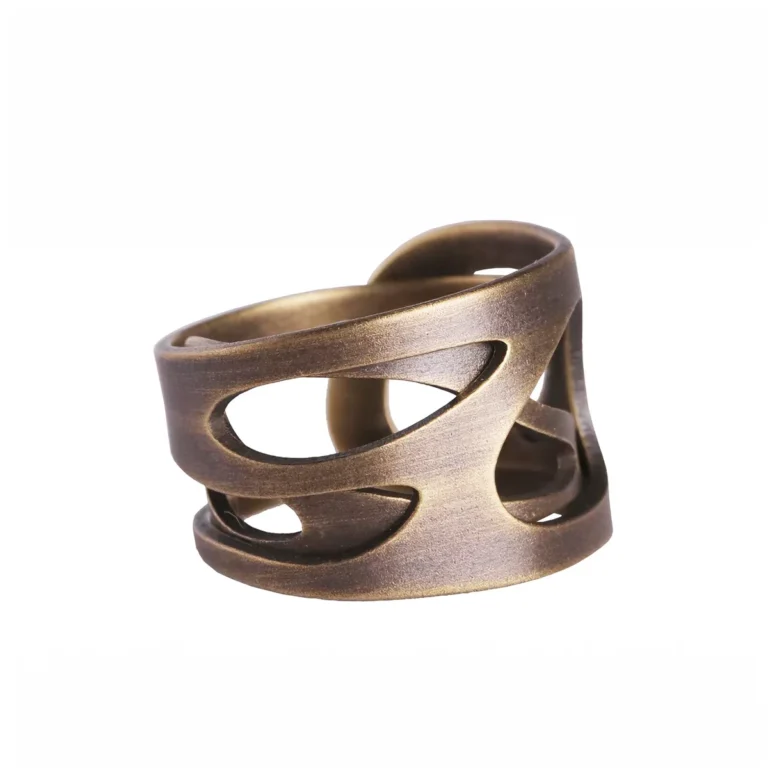 Wuji Xuanji (无极·玄机) Brass Openwork Ring — wide openwork ring on a white background